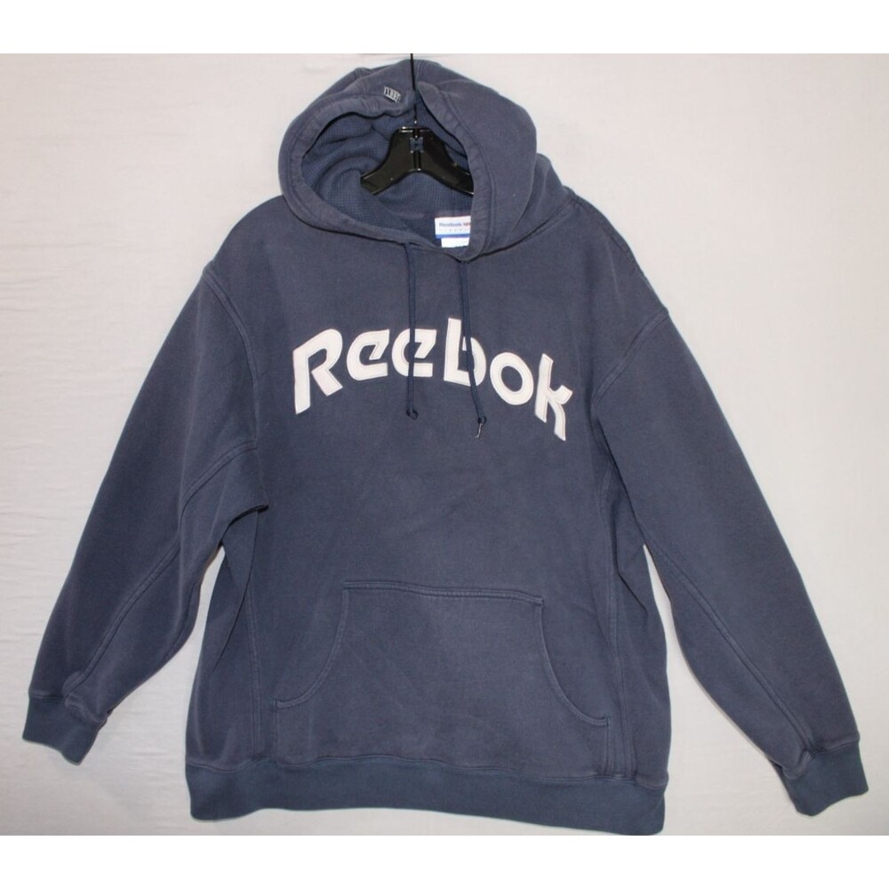 Vintage 90s Reebok Classics Logo Hoodie Pullover Medium Waffer Lining Minor Fade